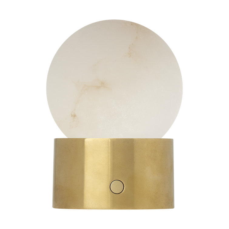 Hand Rubbed Antique Brass Table Lamp with Alabaster Shade