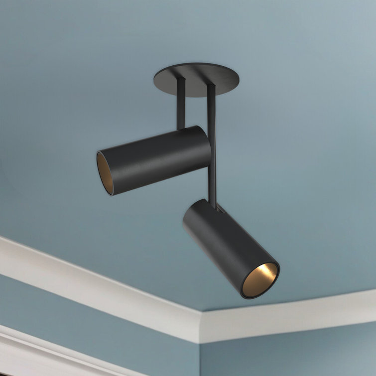 Downey Adjustable LED Semi-Flush Spotlight in Black Finish