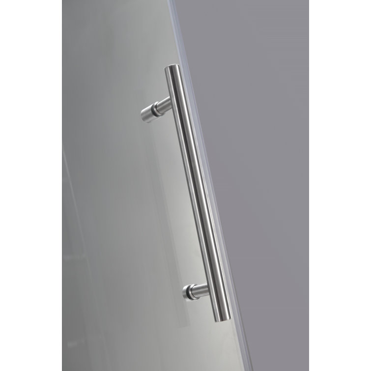 Langham 48" Frameless Sliding Shower Door with Frosted Glass and Stainless Steel Frame