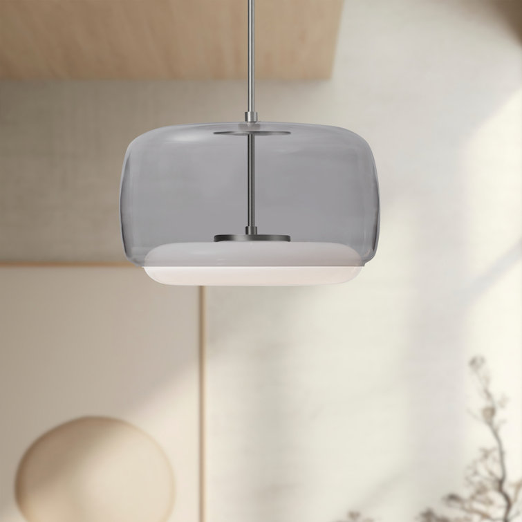 Brushed Nickel Smoke Gray Glass LED Pendant Light