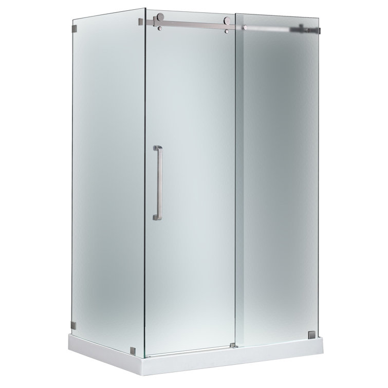 Moselle 48" x 77.5" Frameless Frosted Tempered Glass Shower Enclosure