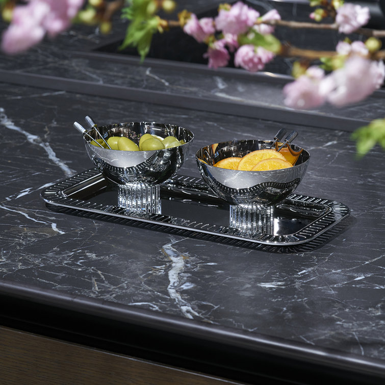 Silver and Gold Textured Glass Nut and Candy Bowl