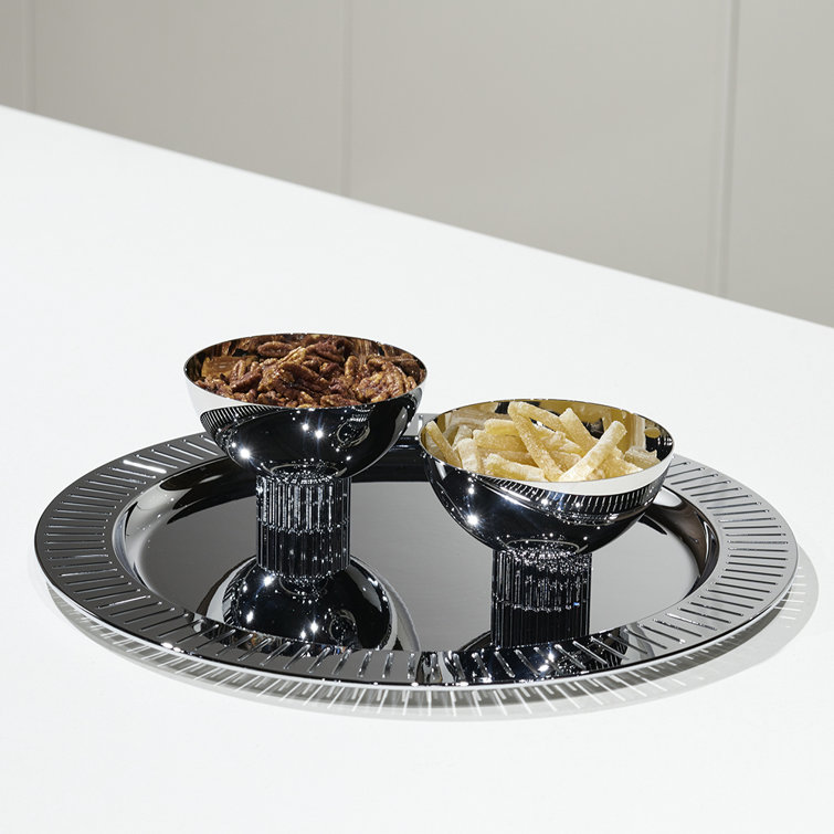 Silver and Gold Textured Glass Nut and Candy Bowl