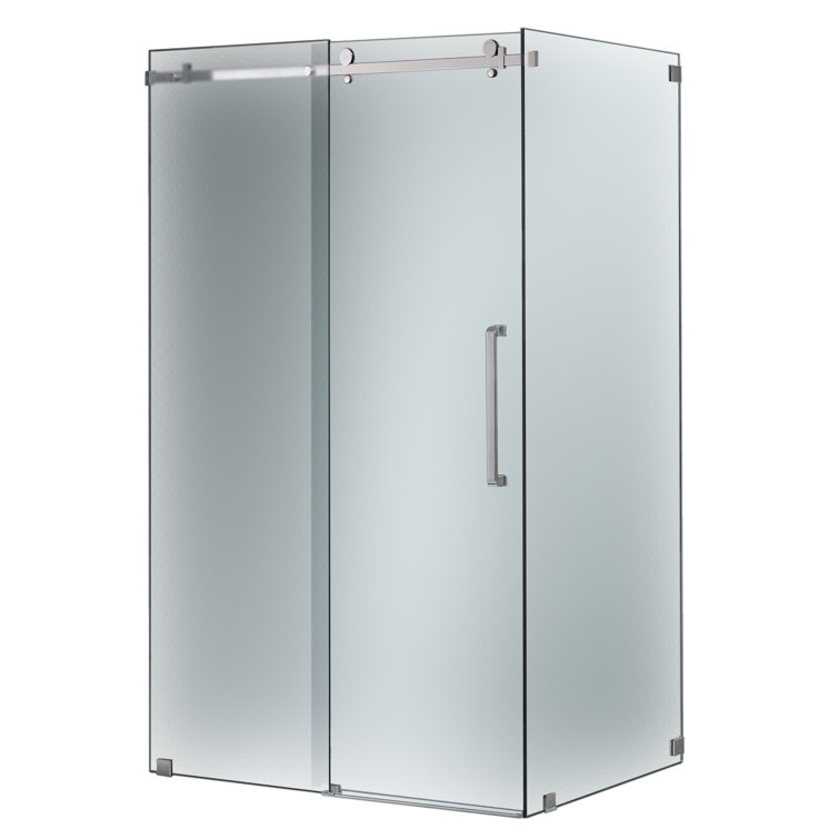Moselle 48" x 75" Frosted Glass Frameless Sliding Shower Enclosure