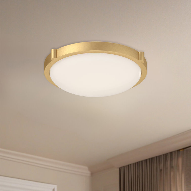 Floyd 11'' Brushed Nickel & Brass LED Flush Mount with White Glass