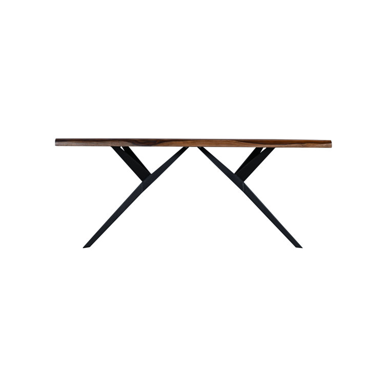 Natural Sheesham Wood Rectangular Dining Table with Black Iron Legs