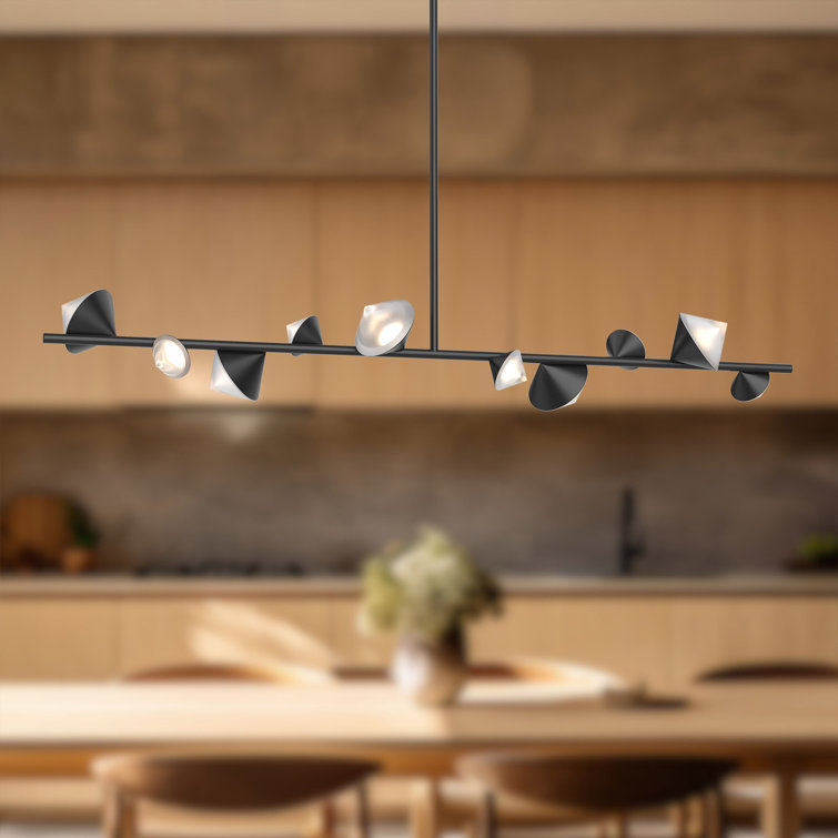 Waldo Black LED Glass Kitchen Island Pendant 51.25"
