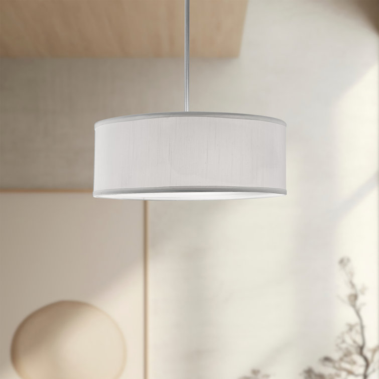 Nevaeh White Nickel 3-Light Island Drum Pendant