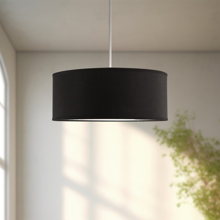 Gregory Black Drum Pendant Light with Nickel Finish