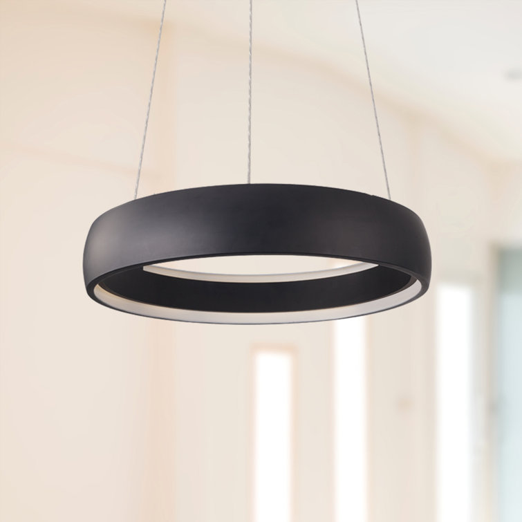 Halo Sleek LED Circular Pendant Light in Black and Brushed Nickel