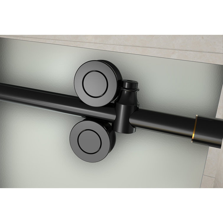Langham XL Oil Rubbed Bronze Frameless Sliding Shower Door with Frosted Glass