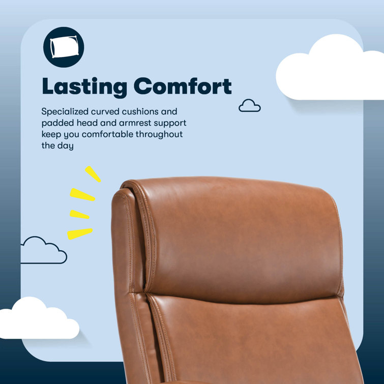 Brown Bonded Leather Executive Swivel Office Chair with Fixed Arms
