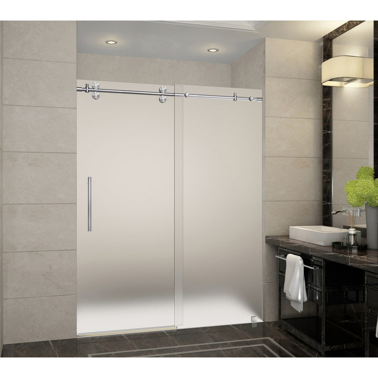 Langham 75" Frosted Glass Frameless Sliding Shower Door