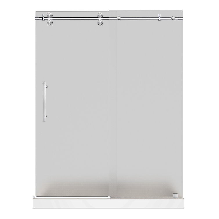 Langham 60" Stainless Steel Frameless Sliding Shower Door with Frosted Glass