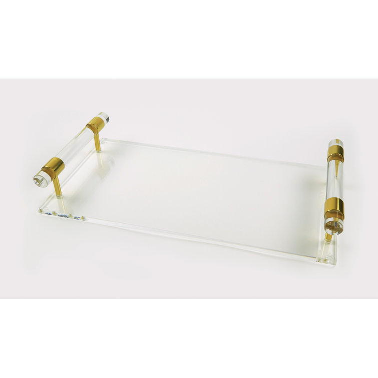Clear Acrylic Rectangular Tray with Gold Handles
