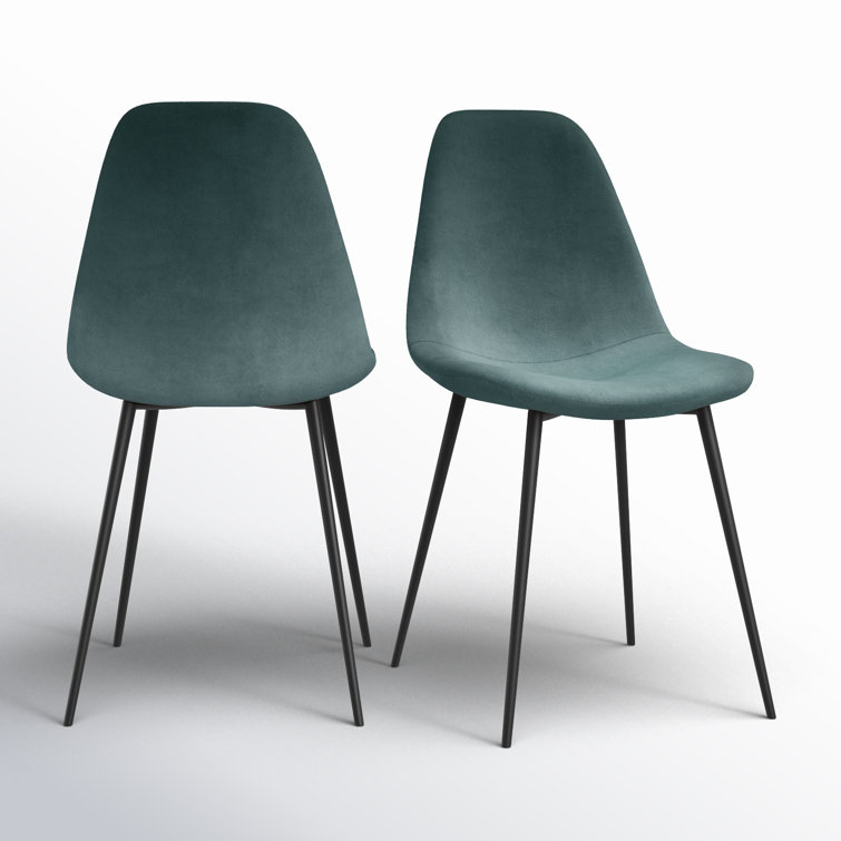 Bella Ocean Velvet High Back Side Chairs with Metal Legs, Set of 2