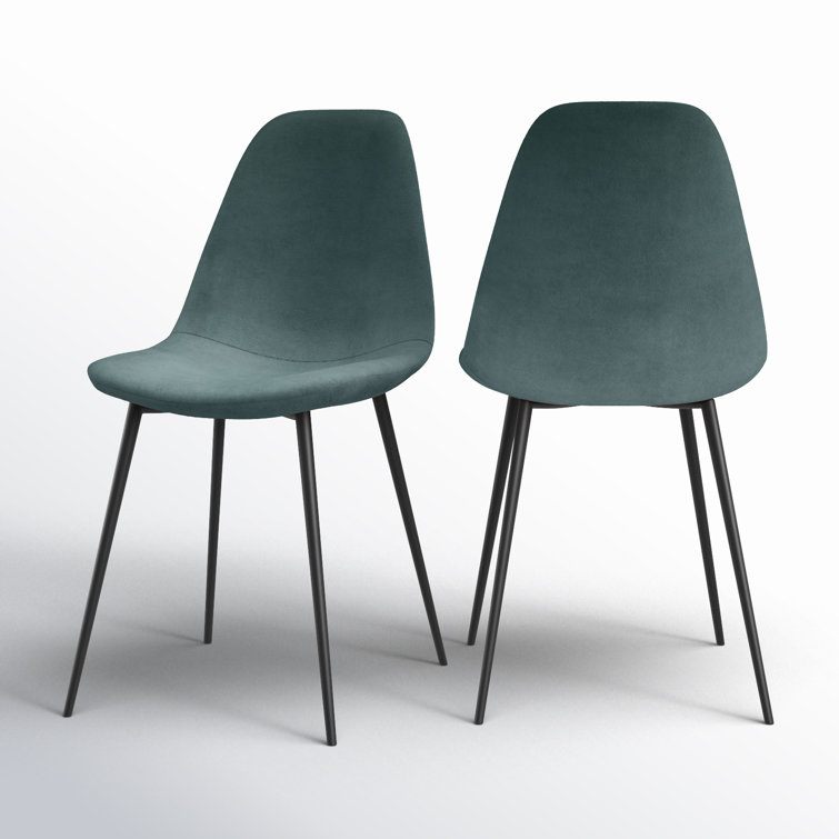 Bella Ocean Velvet High Back Side Chairs with Metal Legs, Set of 2