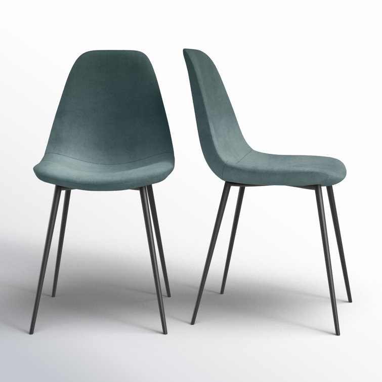 Bella Ocean Velvet High Back Side Chairs with Metal Legs, Set of 2
