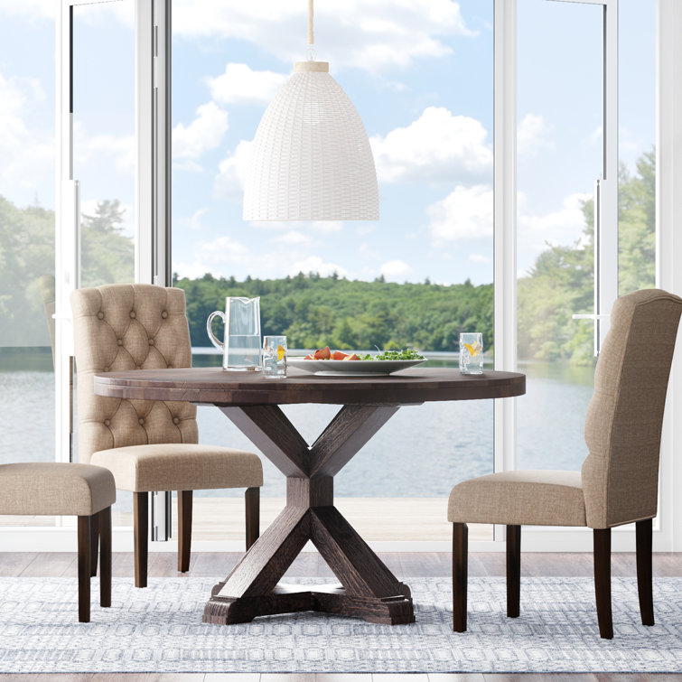 Cottage Charm 54" Reclaimed Acacia Wood Round Dining Table in Gray