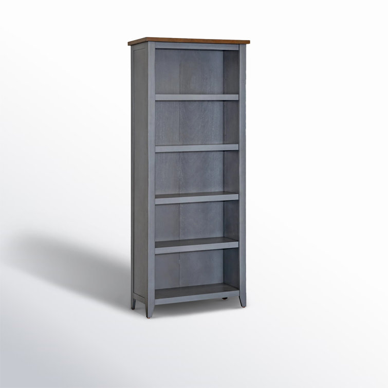 Transitional Blue/Brown Adjustable Wood Bookcase 30"W x 72"H