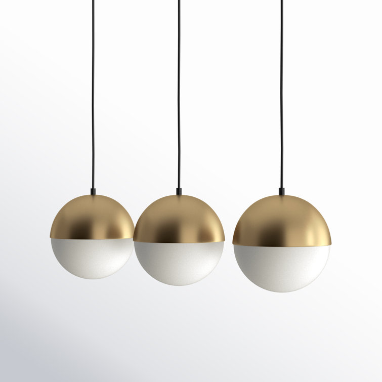 Sleek Half Moon 3-Light LED Pendant in Metallic Gold with Satin White Glass