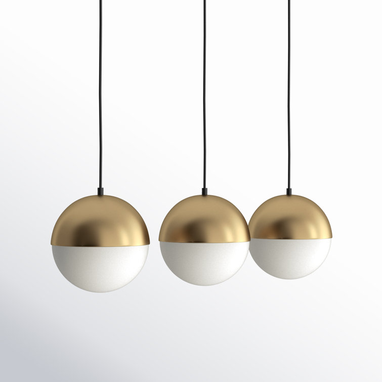 Sleek Half Moon 3-Light LED Pendant in Metallic Gold with Satin White Glass