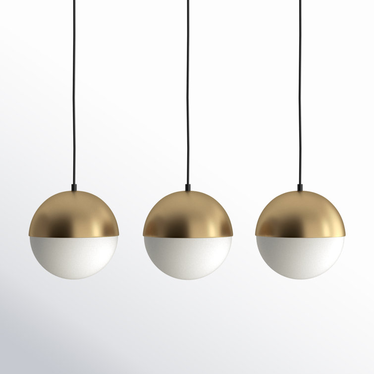 Sleek Half Moon 3-Light LED Pendant in Metallic Gold with Satin White Glass