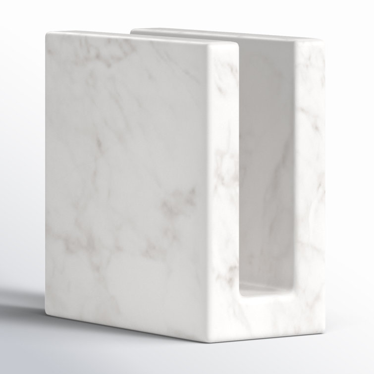 Elegant White Marble Tabletop Napkin Holder