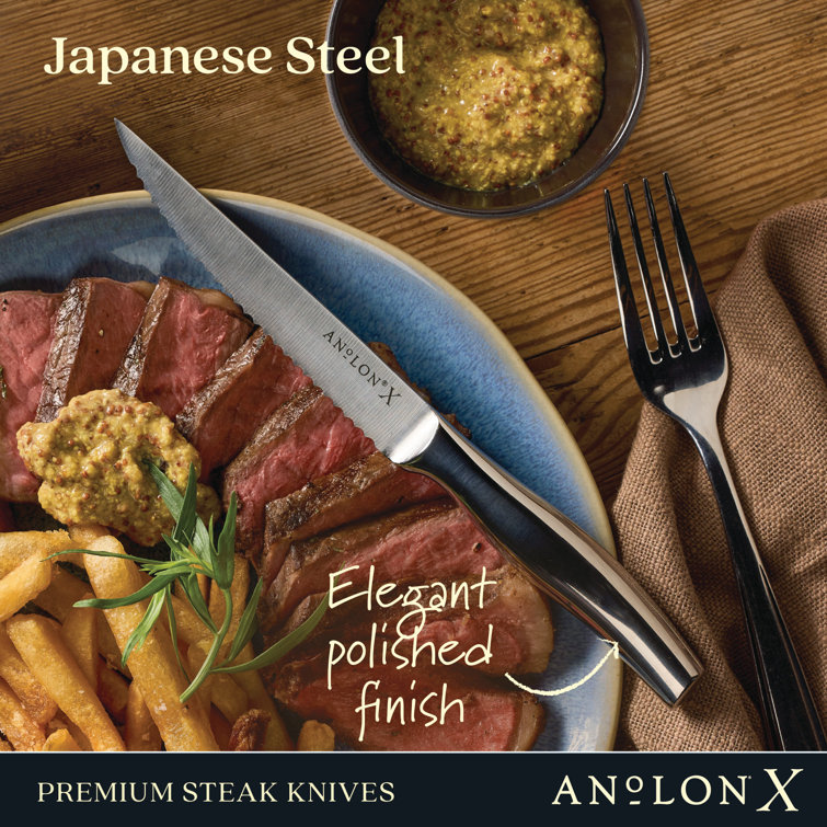 Anolon Anolon X Steak Knife Set, 4 Piece, Stainless Steel