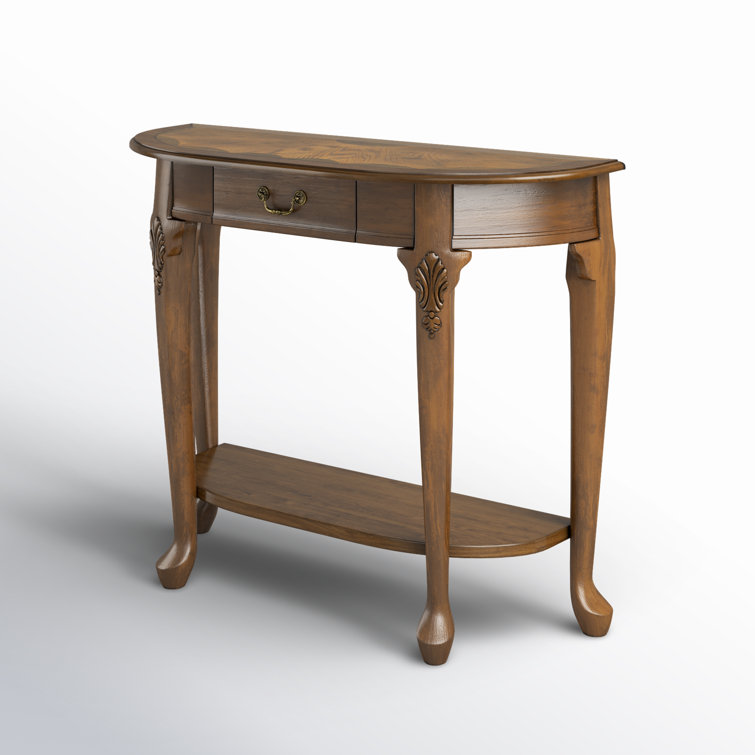 Plantation Cherry Demilune Console Table with Sunburst Top