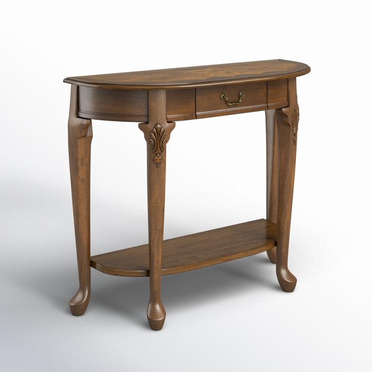 Plantation Cherry Demilune Console Table with Sunburst Top