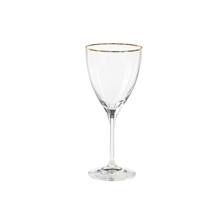 Elegant Clear Wine Glasses with Golden Rim - Set of 6