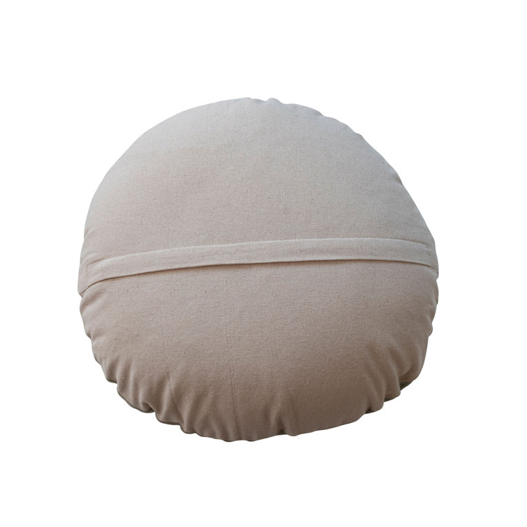 Multicolor Round Cotton Embroidered Snowflake Pillow with Beads