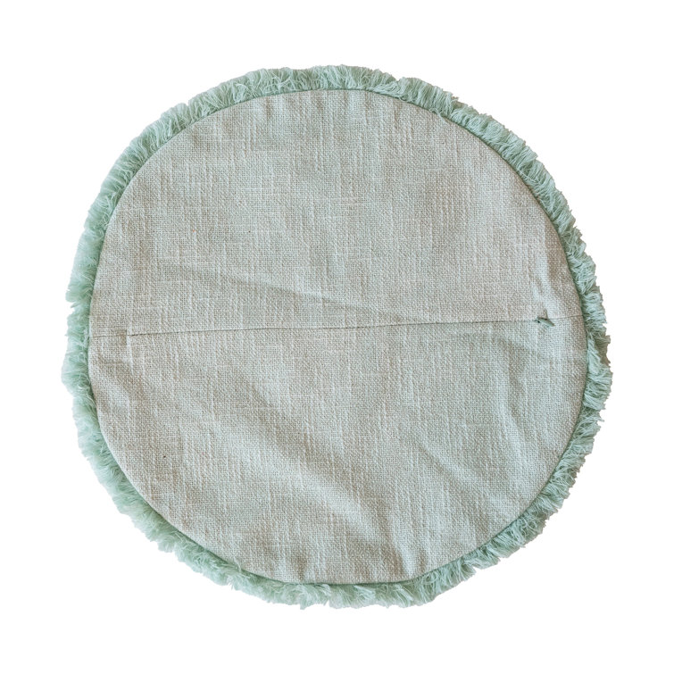 Round Multicolor Cotton Embroidered Dove Throw Pillow