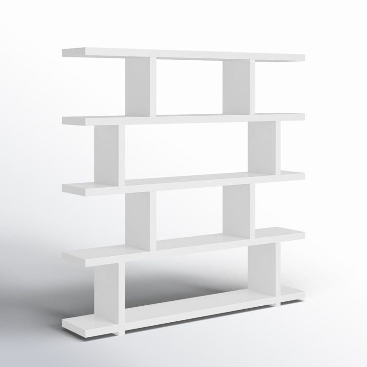 Annora Mid-Century Modern Wide White Bookcase