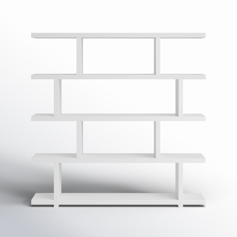 Annora Mid-Century Modern Wide White Bookcase