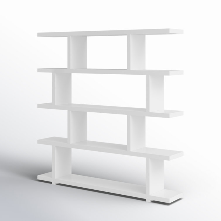 Annora Mid-Century Modern Wide White Bookcase