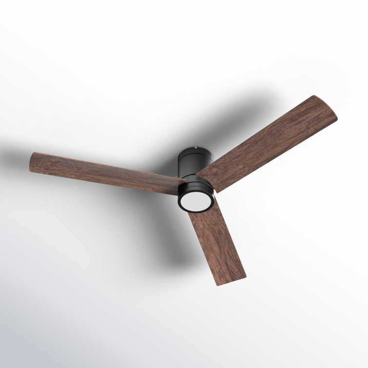 Matte Black Low Profile 52'' Ceiling Fan with LED Light