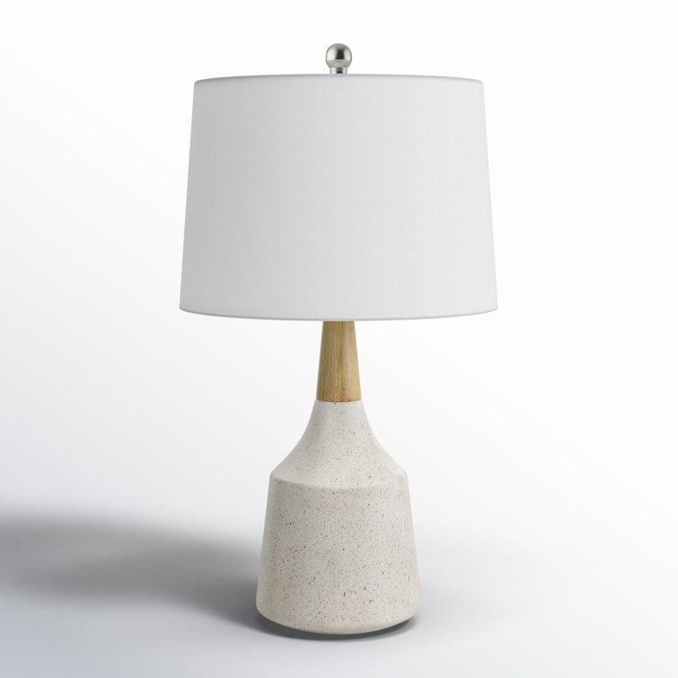 White Ceramic and Linen Modern Table Lamp