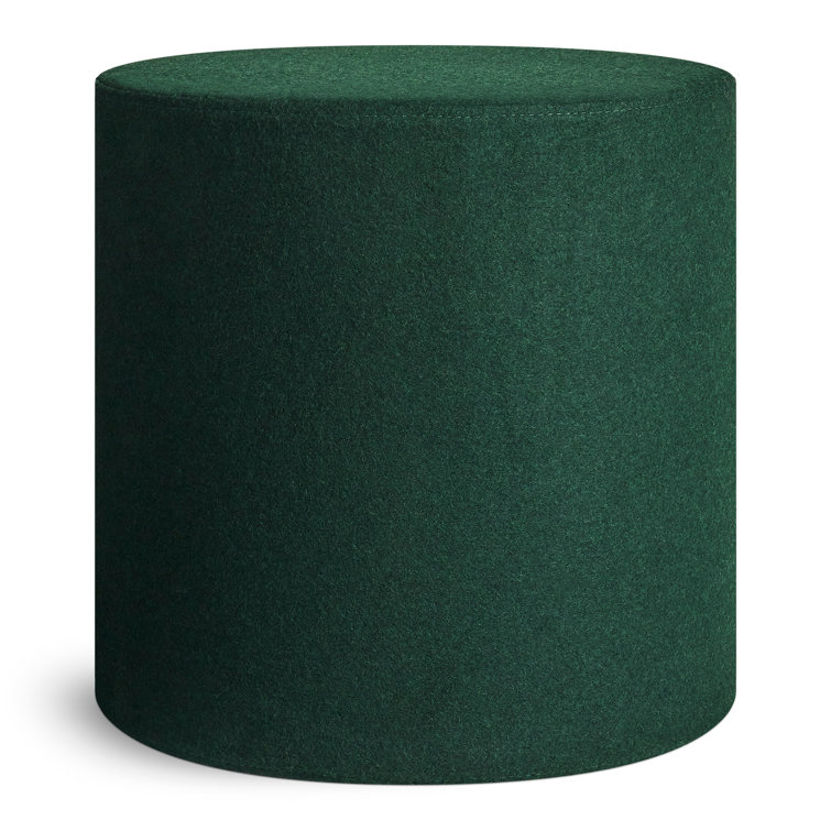 Vesper Navy Green Small Felted Wool Blend Ottoman