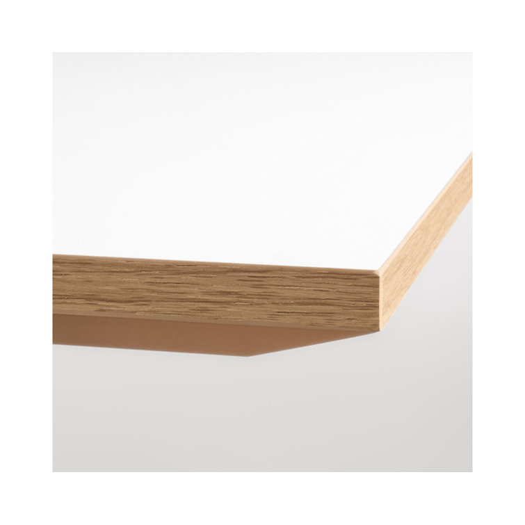 Walnut and Matte Black Rectangular Cafe Table with Steel Pedestal