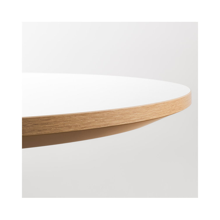 Walnut and Matte Black Round Mid-Century Modern Dining Table