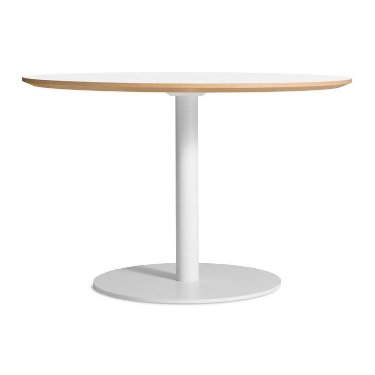 Walnut and Matte White Round Mid-century Modern Dining Table