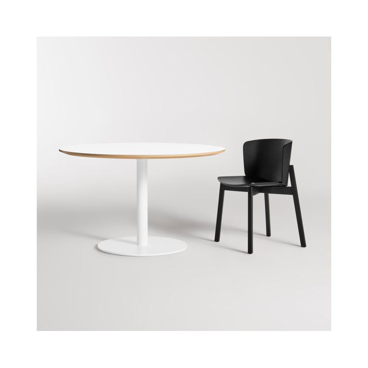 Walnut and Matte White Round Mid-century Modern Dining Table