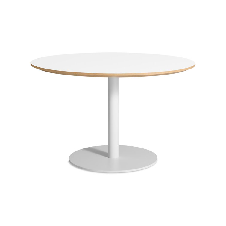 Walnut and Matte White Round Mid-century Modern Dining Table