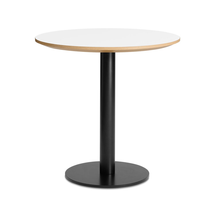 Walnut and Matte Black Round Mid-Century Modern Dining Table