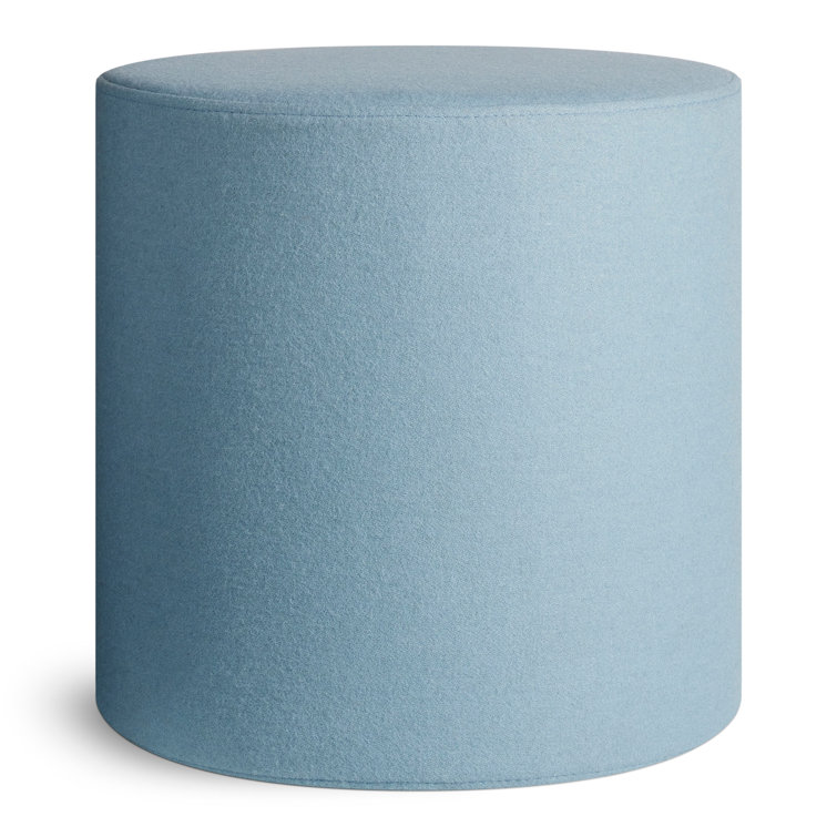 Small Blue Felted Wool Blend Ottoman