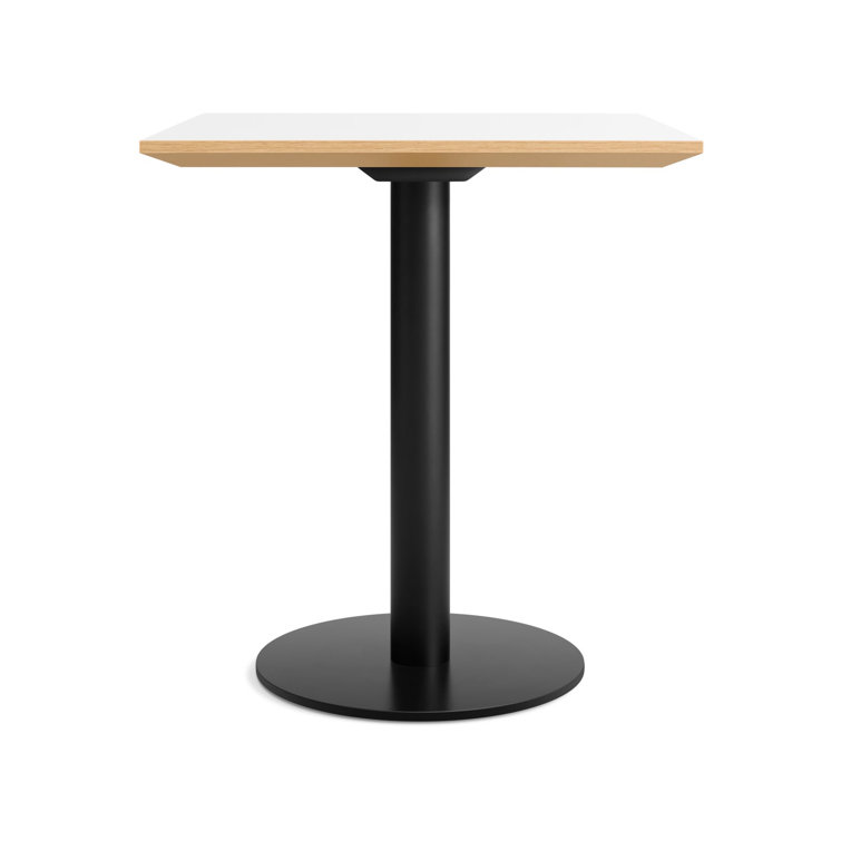 Walnut and Matte Black Rectangular Cafe Table with Steel Pedestal