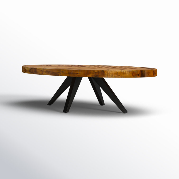 Transitional Rustic Black-Brown Oval Coffee Table with Storage