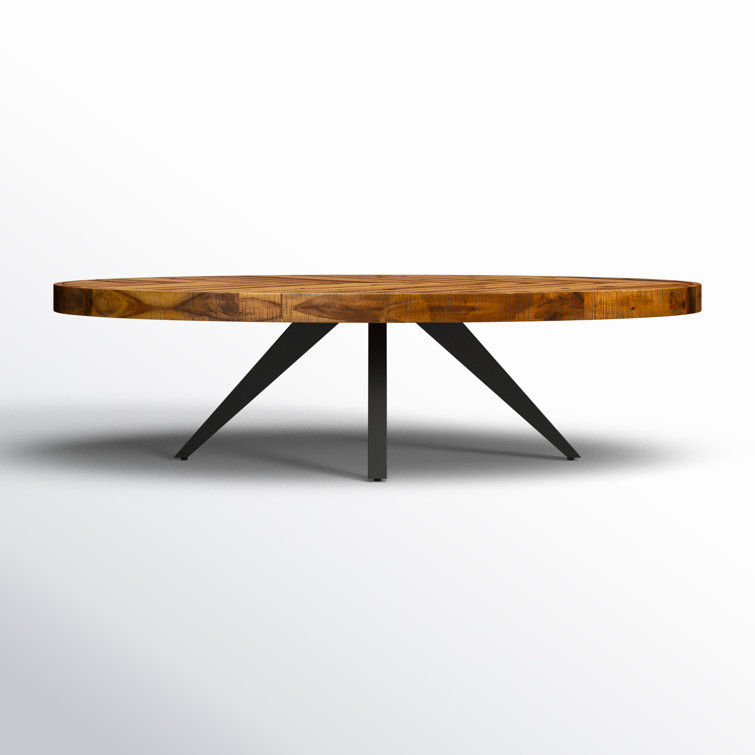 Transitional Rustic Black-Brown Oval Coffee Table with Storage